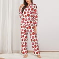 thumbnail image 2 of KLL Hand Drawn Strawberry Print Women's Long Sleeve Pajamas with Pants Sleepwear Loungewear 2 Set-XX-Large, 2 of 7