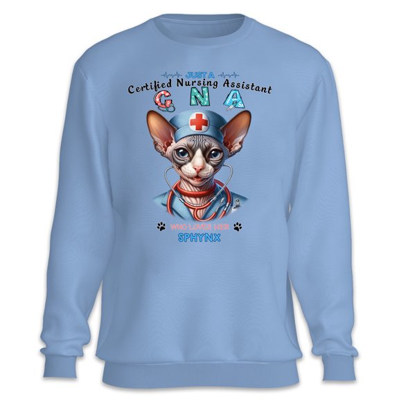 Just a Certified Nursing Assistant Cna Who Loves Her Sphynx Sweatshirt Unisex Merch Cat Lover Kitten Owner Gifts Idea - 00003