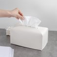 Tissue Box Cover, Upgraded PU Leather Rectangular White Fashion Facial Paper Box Holder for