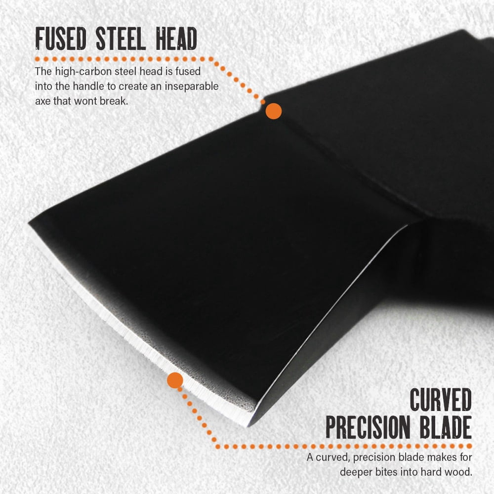 Sirius Survival 14” Stainless Steel Camping Axe for Wood Splitting with Forged Carbon Stainless Steel Head, 20oz Lightweight Design