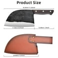 thumbnail image 5 of Chopping Knife for Cutting Meat Cleaver Kitchen Knife Serbian Butcher Knife with Leather Sheath,6.7", 5 of 8