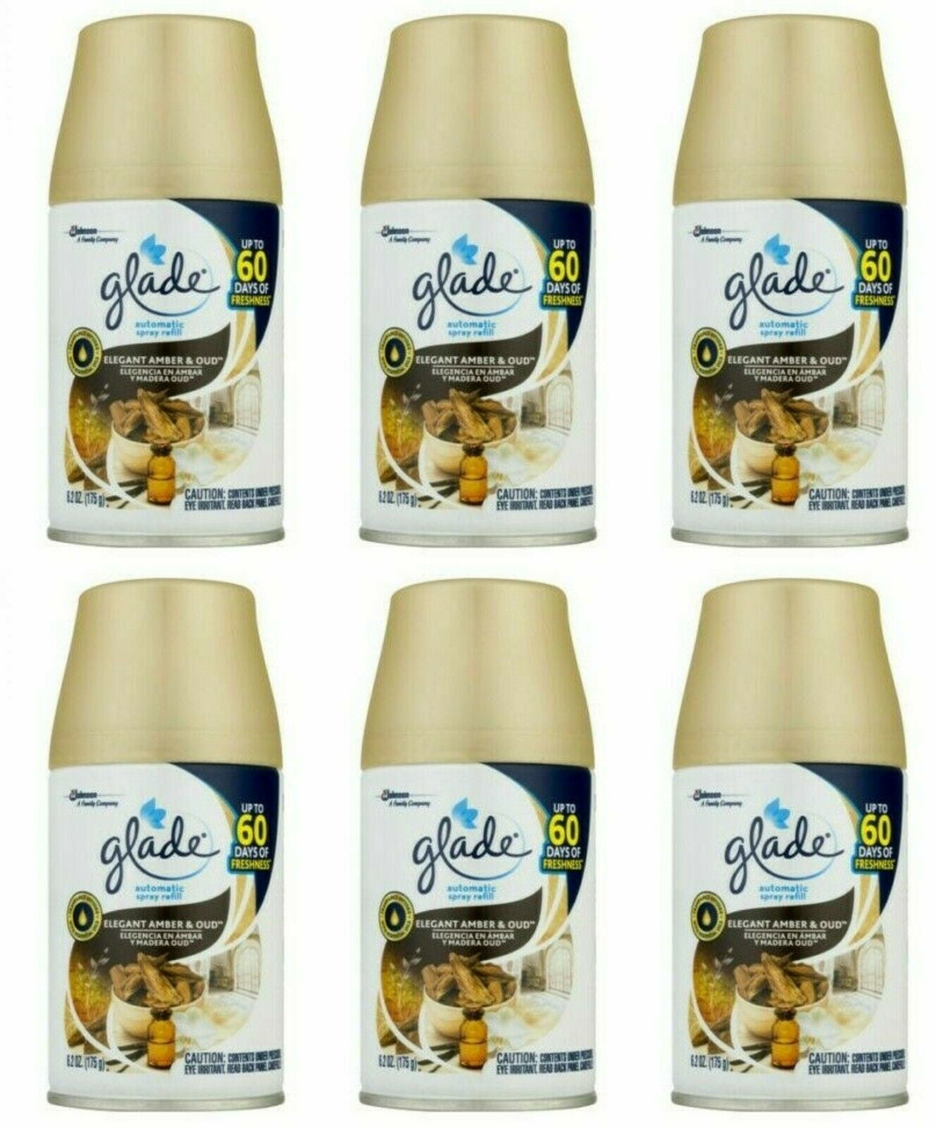 Glade Elegant Amber & Oud Automatic Spray Refill 6.2 oz Lot of 6