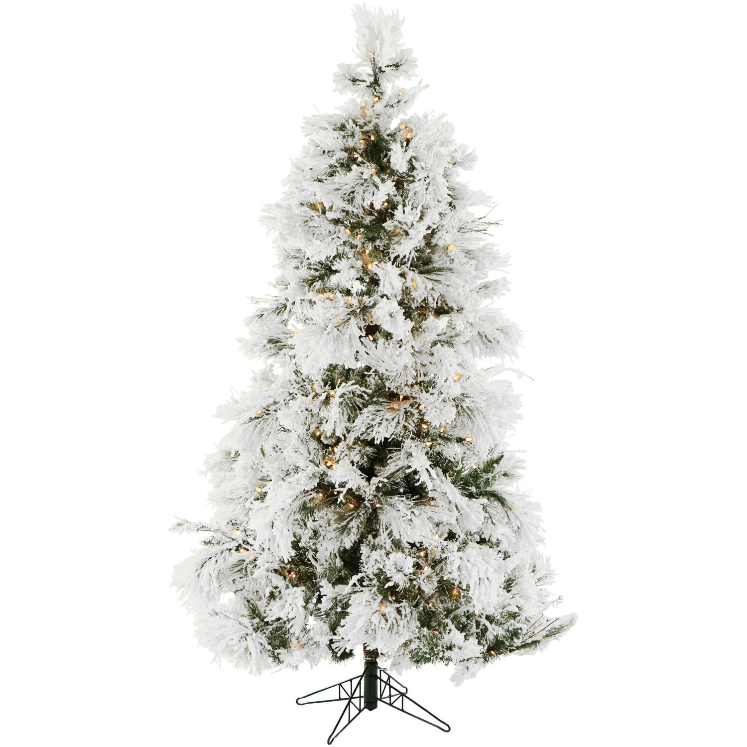 Christmas Time 7.5-ft Prelit Winter Wonderland Slim Green