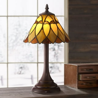 Robert louis tiffany traditional table lamp bronze tropical birds stained glass shade for living sale room family bedroom nightstand