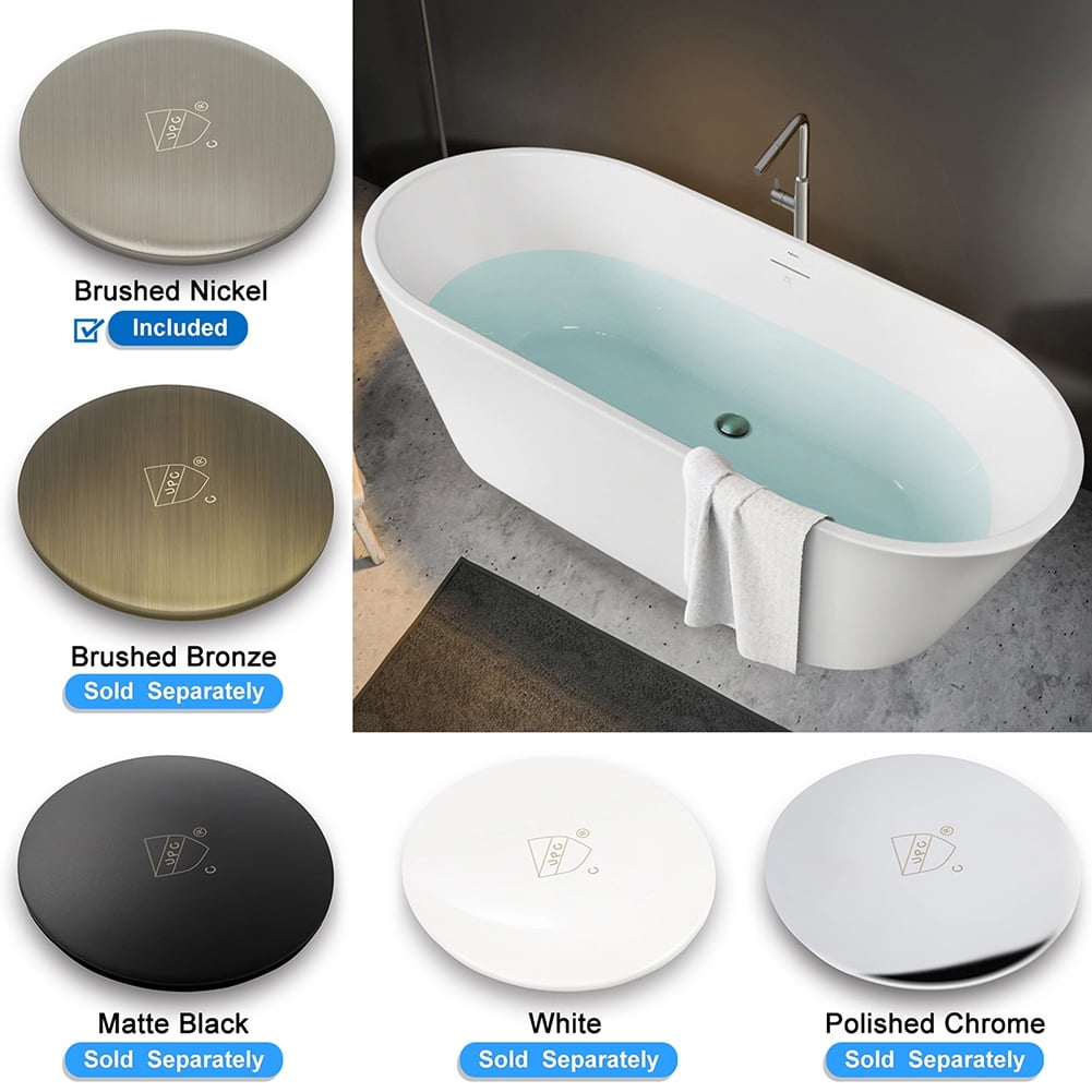Kepooman Modern Stand Alone Soaking Tub with Brushed Nickel Drain & Overflow Hole, 66.5 x 31.5in Kepooman Modern Stand Alone Soaking Tub with Brushed Nickel Drain & Overflow Hole, 66.5 x 31.5in