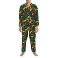 thumbnail image 3 of Lsque Pineapple Fruit Colorful Pattern Long Sleeve Pajama Set for Men - Soft 2-Piece Sleepwear and Loungewear Set with Pockets, Comfy Nightwear-Large, 3 of 7