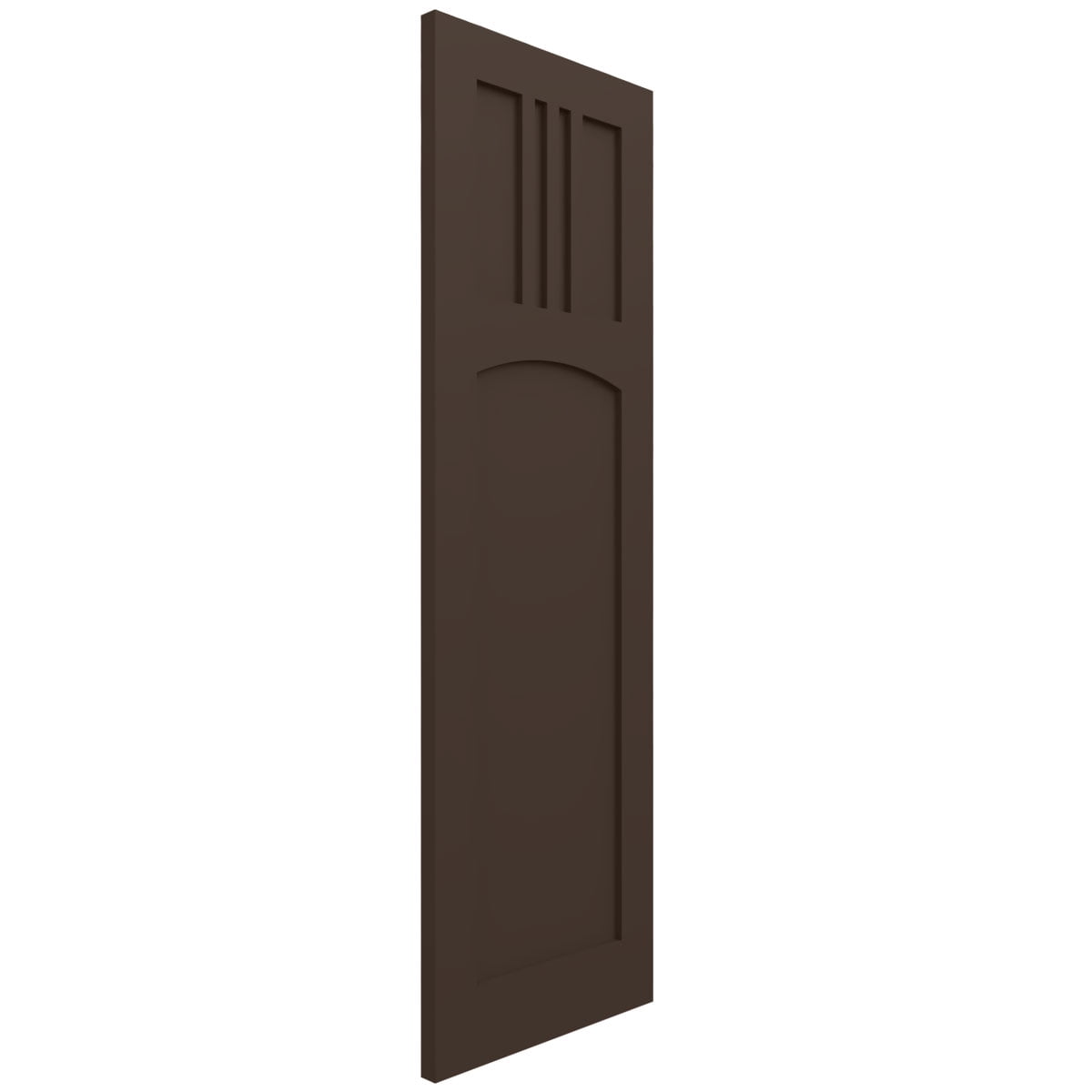 Ekena Millwork 12"W x 68"H True Fit PVC San Miguel Mission Style Fixed Mount Shutters, Raisin Brown (Per Pair - Hardware Not Included)