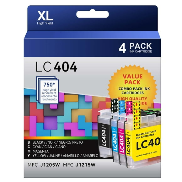 Juego de cartuchos de tinta Valinkso LC404XL High-Yield para Brother