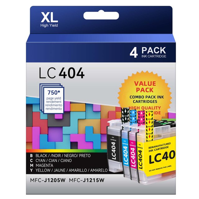 Juego de cartuchos de tinta Valinkso LC404XL High-Yield para Brother