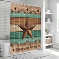 thumbnail image 6 of Western Texas Star Retro Bathroom Shower Curtains with 12 Hooks Polyester Waterproof Shower Curtain for Stalls Bathtubs Vintage Farmhouse Brown Teal Wooden Decorative Bathroom Curtain 36x72 Inches, 6 of 8