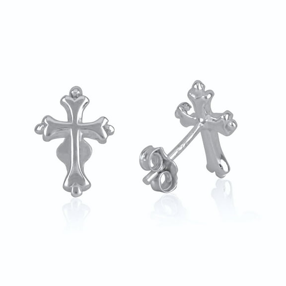 SilverCloseOut Traditional Cross, Sterling Silver, Christian Earrings for Women, 0.51in