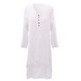 thumbnail image 4 of White Casual Dresses Irregular Solid Long Dress Sleeve Long Women Casual Loose O-Neck Dress Women's Dress Summer Dresses for Women 2024, 4 of 5