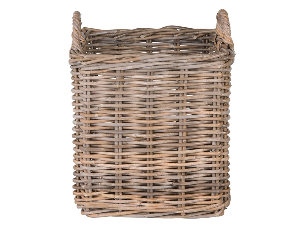 Kouboo Square Rattan Basket, Decorative Storage Basket and Planter, Living Room, Blankets, Laundry Basket, Linens