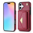thumbnail image 2 of Nalacover Case for iPhone 16, Crossbody Wallet Case with Card Slots Holder, PU Leather Lanyard Shoulder Strap Purse Cover with Kickstand Shockproof Case for iPhone 16, Red, 2 of 8
