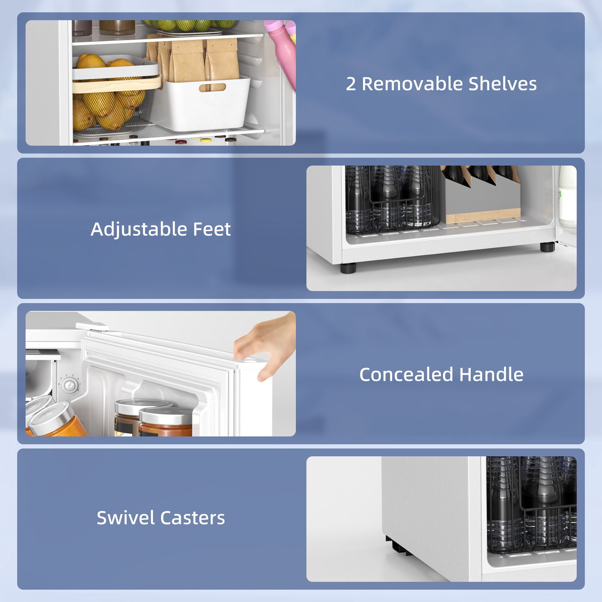 4.5 Cu.Ft Compact Freezer with Reversible Door, Portable Mini Fridge for Dorm Room, Adjustable Temperature -15.8°F to 32°F, White