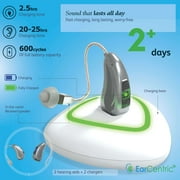 EarCentric RIE OTC RIC Hearing Sound Amplifiers Aids for Ears Rechargeable Seniors with Noise Reduction [1 Pair, Silver]
