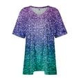 thumbnail image 4 of IYYVV Oversized Shirts For Women Summer Short Sleeve 70S Tops V-Neck Ladies Tops And Blouses Tie Dye Funny Tshirts Shirts Trendy Cute Clothes Womens Fall Fashion 2024 Purple 4XL, 4 of 7