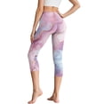 thumbnail image 2 of HELLHERO Marbled Printed Yoga Leggings for Women High Waisted Capri Leggings Breathable Yoga Pants with Pockets, S, 2 of 7