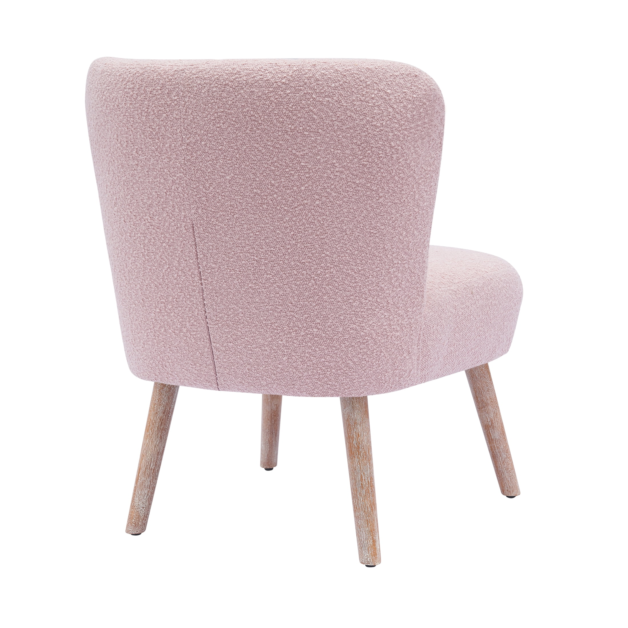 Modern 25" Wide Wingback Accent Chair with Water and Stain Resistant Boucle Upholstered Fabric, Dusty Peach