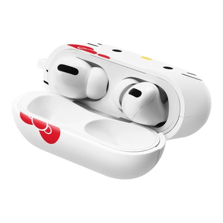 Sanrio AirPods Pro Case Key Ring Keychain Key Holder Hard PC Shell Strap Hole Cover - Face Hello Kitty White