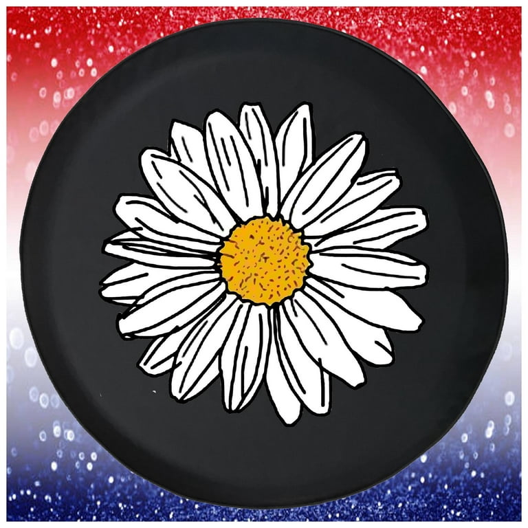 Spare Tire cover Pretty White Daisy Flower Girl Car Accessories Black 32 to  33 Inch 