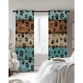 thumbnail image 2 of Aqua Brown Blackout Curtains for Bedroom, Thermal Insulated Window Treatment, Rustic Farmhouse Dog Paw Vintage Grommet Top Blackout Draperies and Drapes for Basement 27.5"x39" 2 Panels, 2 of 8