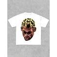 thumbnail image 1 of Ball - Vintage Basketball Player Print T-Shirt - Street Style Hip Hop Crew Neck, Cotton Blend, Geometric Pattern, Regular Fit, All-Season Casual Wear for Men & Women, Basketball Shirt, 1 of 6