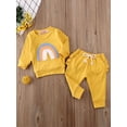 thumbnail image 2 of Aunavey Baby Girl Clothes Kids Outfits Rainbow Sweatshirt T-shirt Ruffle Long Pants 2pcs-Set Clothing, 2 of 6