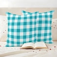 thumbnail image 4 of Pack of 2 Outdoor Pillow Covers 18x18 Inch Waterproof Turquoise Checkered Throw Pillow Covers,Decorative Couch Pillow Case Sham Farmhouse Buffalo Plaid Pillowcases Cushion Covers for Patio Garden, 4 of 8