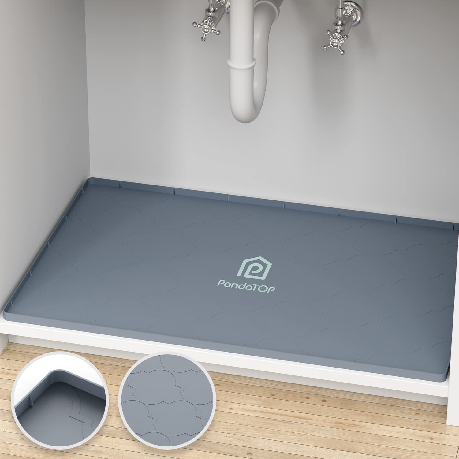 RGHJAR-Under Sink Mat, 28" x 22" Silicone Kitchen Cabinet Tray, Waterproof & Flexible Under Sink Liner for Kitchen Bathroom and Laundry Room