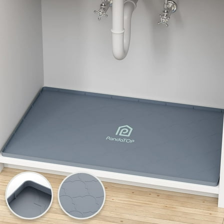 Under Sink Mat, 28" x 19" Silicone Kitchen Cabinet Tray, Waterproof & Flexible Under Sink Liner for Kitchen Bathroom and Laundry Room