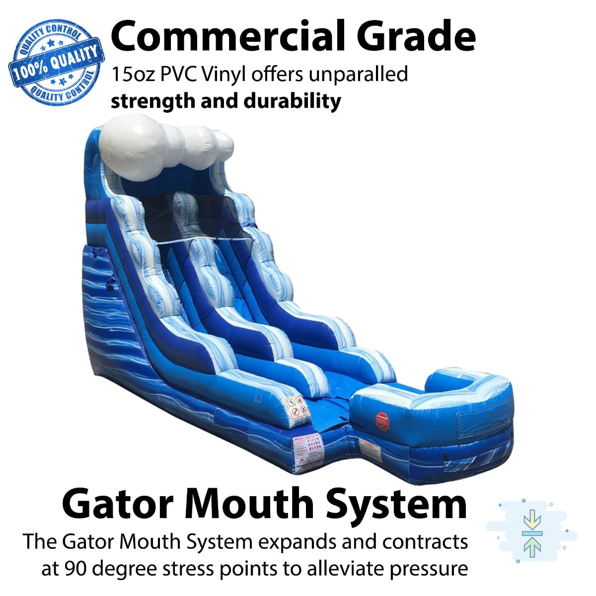 TentandTable Commercial Inflatable Water Slide, Tidal Wave with Blower, 15 Ft