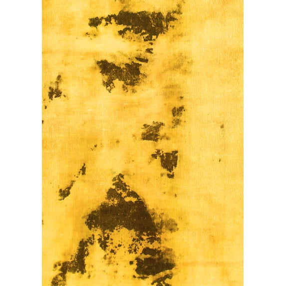 Ahgly Company Machine Washable Indoor Rectangle Abstract Yellow Modern Area Rugs, 8' x 12'