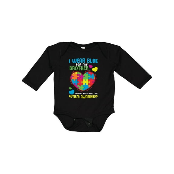 Inktastic I Wear Blue for my Brother Autism Awareness Boys or Girls Long Sleeve Baby Bodysuit