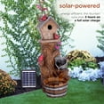 thumbnail image 6 of Alpine Corporation 13" x 32" Solar-Powered Cascading Barrel Fountain with Birdhouse, Brown, 6 of 12