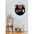 thumbnail image 5 of Boo Ghost Front Door Sign Funny Wreaths Hanging Wooden Plaque Decoration Round Rustic Wood Farmhouse Porch Decor for Home Front Door Decor, 11 x 11 Inch, 5 of 5