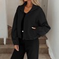 thumbnail image 2 of WTOBBY Women's Fashion Solid Color Baseball Jacket with Long Sleeve, High Neck, Drawstring Hem, and Pockets,Black S, 2 of 7