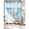 thumbnail image 4 of Coastal No Hook Shower Curtain Waterproof,Bathroom Curtains with Snap in Liners and See Through Top Window,Summer Beach Shell Conch Starfish Blue Nautical Hotel Bathtub Curtains Shower 72"Wx72"L, 4 of 8