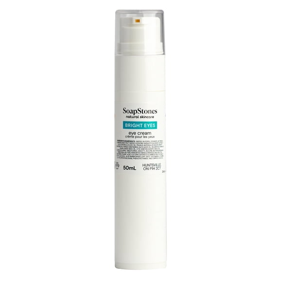 Soapstones Bright Eyes Crema hidratante para ojos para ojeras y defensa de manchas, manteca de karité, aceite de aguacate y aceite de almendras dulces, crema debajo de los ojos para líneas de envejeci