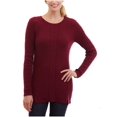 thumbnail image 1 of Nautica Women's Single Cable Knit Tunic Sweater (Maroon, X-Small), 1 of 3