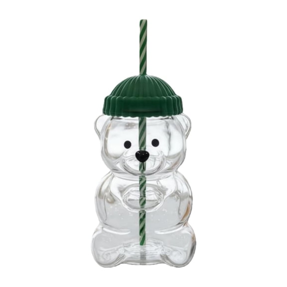 20oz Bear Glass Cup with Lid and Straw Baby Bear Straw Cup Coffee Cute Beers Wine Cocktail Drinks Glassware Cute Mugs