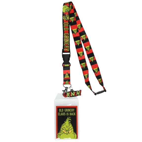 Dr. Seuss The Grinch Old Grinchy Claus is Back Breakaway Lanyard ID Badge Holder with 2" Rubber Charm