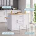 thumbnail image 2 of Twin Star Home 48" Traditional Kitchen Island with Butcher Block Top, Brilliant White, 2 of 11