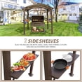 thumbnail image 3 of Domi Outdoor Living Hardtop Grill Gazebo 8x5FT, Grill Canopy for Outdoor Grill w/Double Galvanized Steel Roof and 2 Side Shelves, BBQ Gazebo Grill Tent for Patio Garden Backyard, Brown, 3 of 8