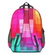 thumbnail image 3 of Pink and Red Checkered Pattern Backpack for School, Cute School Bag with Adjustable Shoulder Straps and Padded Back, 16.9"x12.6"x5.9", 3 of 5