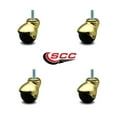 thumbnail image 2 of 2 Inch Bright Brass Hooded 3/8 Inch Threaded Stem Ball Casters Set of 4 SCC, 2 of 2