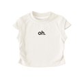 thumbnail image 7 of OGLCCG Girl's Cute Summer T Shirt Letter Printed Crew Neck Side Ruched Fitted Short Sleeve Crop Tee Top Lightweight Cotton Tshirts 1-12 Years, 7 of 7