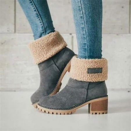 

Women Winter Fur Warm Snow Boots Ladies Warm wool booties Ankle Boot Comfortable Shoes plus size 35-43 Casual Women Mid Boots
