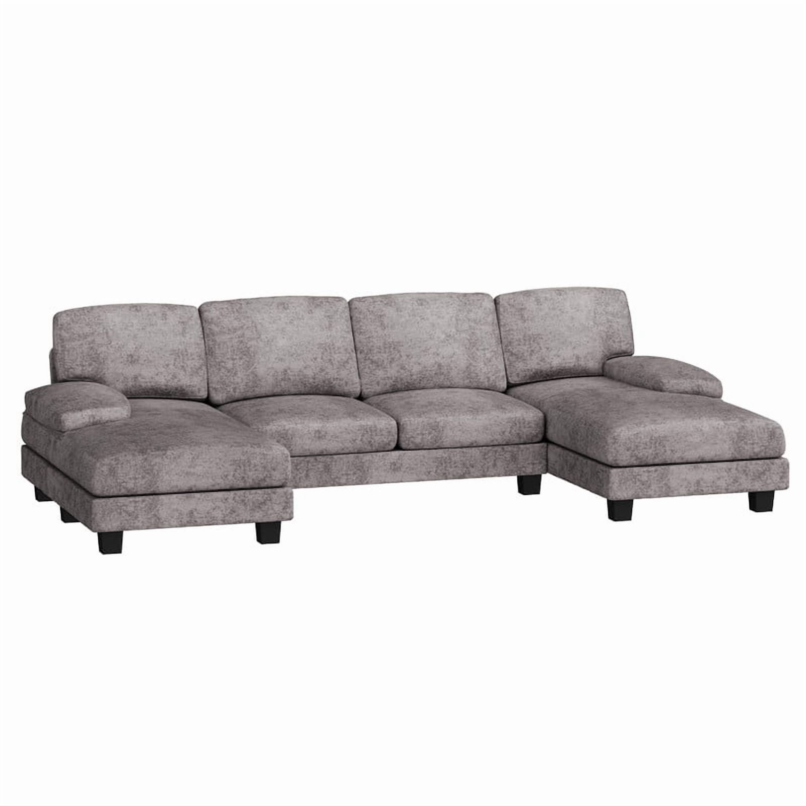 Furmax U Shaped Sectional Sofa Couch with Double Chaise for Apartments,Chenille Gray