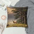 thumbnail image 2 of COMIO  Deer Throw Pillow Cover Elk in Rocky Mountains with Rocks Tree Wildlife Rectangle Pillow Cases Home Decorative Cushion Cover for Bed Sofa Brown, 2 of 5
